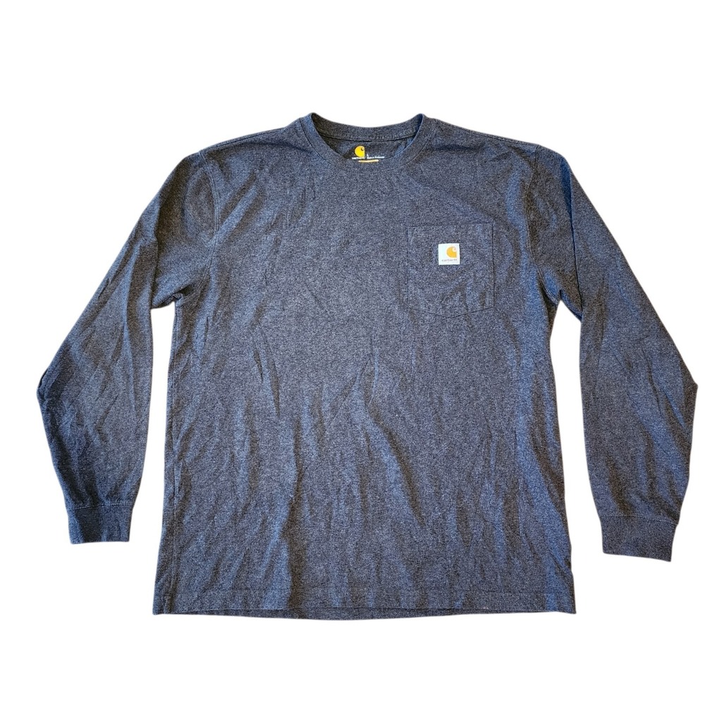 Carhartt Long Sleeve Pocket T Shirt Mens Large Gray Original Fit Logo